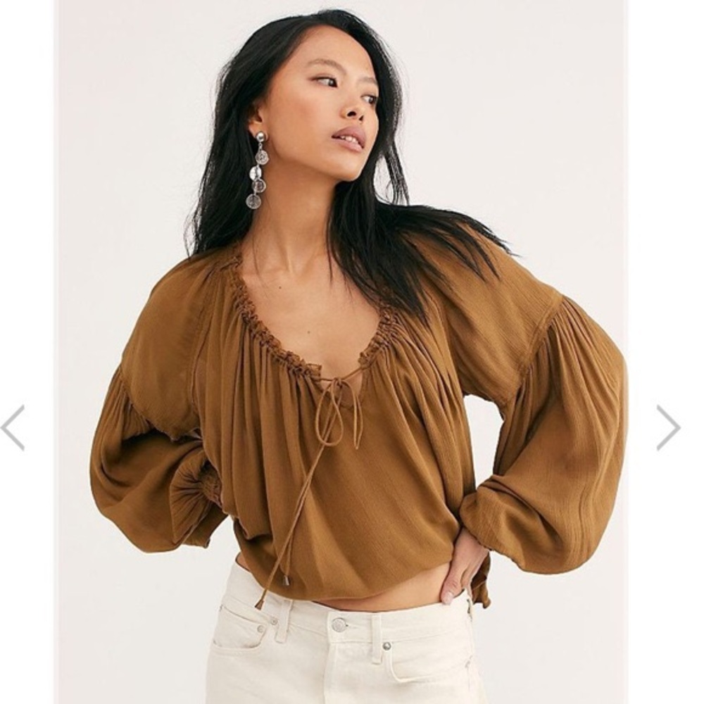 Free people gold banda blouse